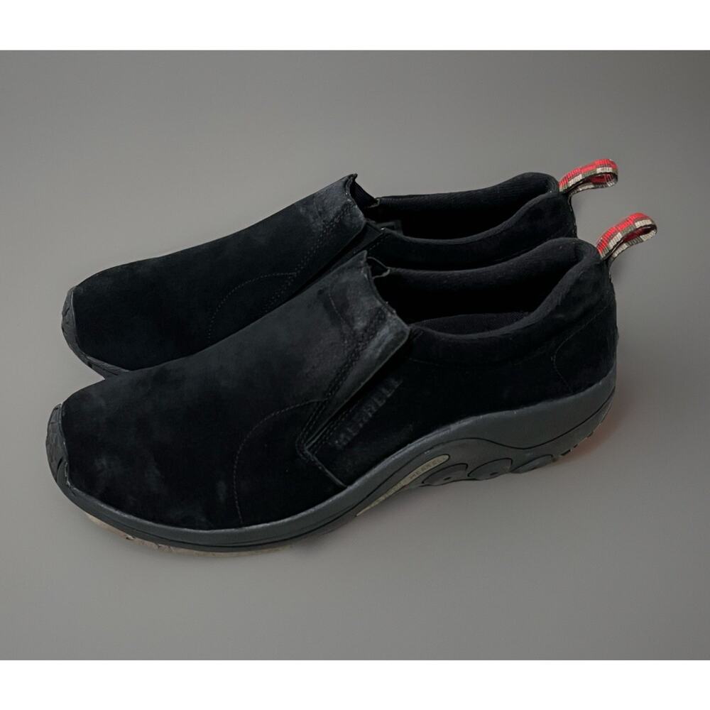Merrell Jungle Moc J60825 US 14 Hiking Shoes Black Suede Slip-On NEW $130 WOW